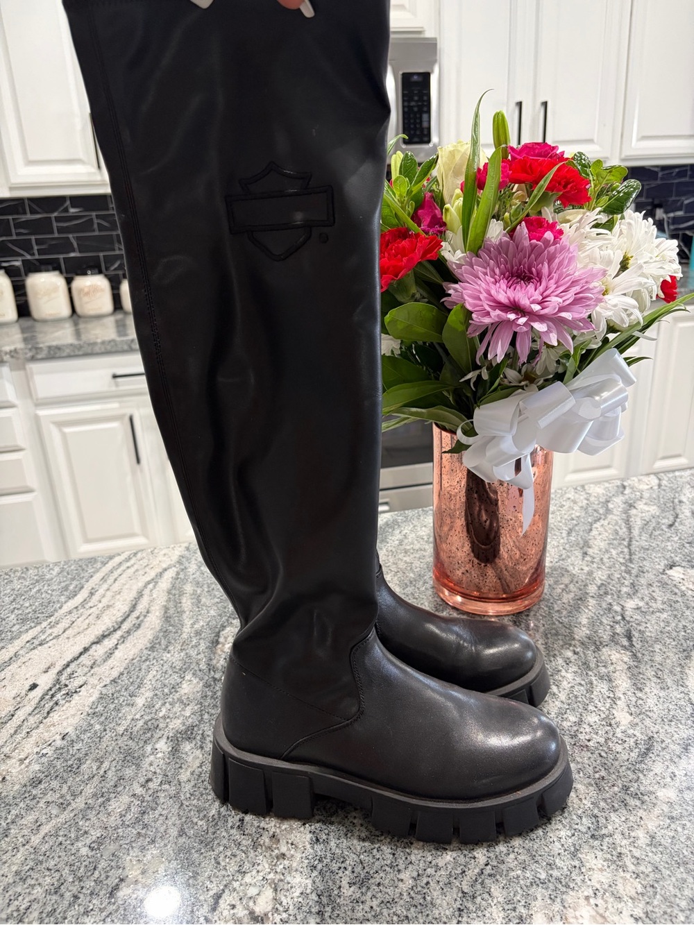 Harley-Davidson Black Tall Combat Moto Boots worn once